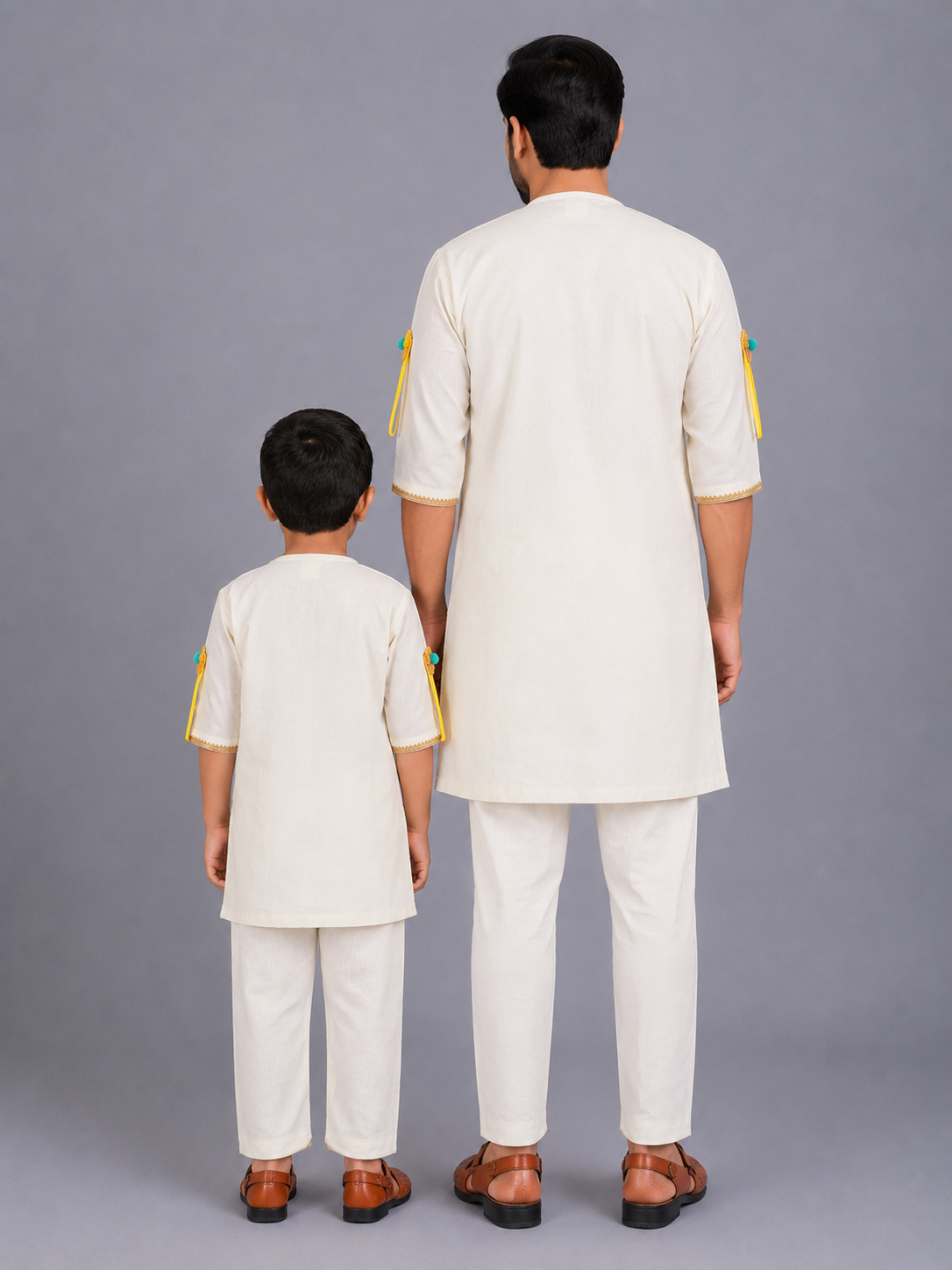 Off white Gulal Holi Embroidered Kurta Pyjama set