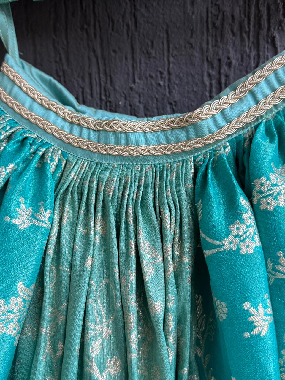 Two shaded Green chanderi lehnga set