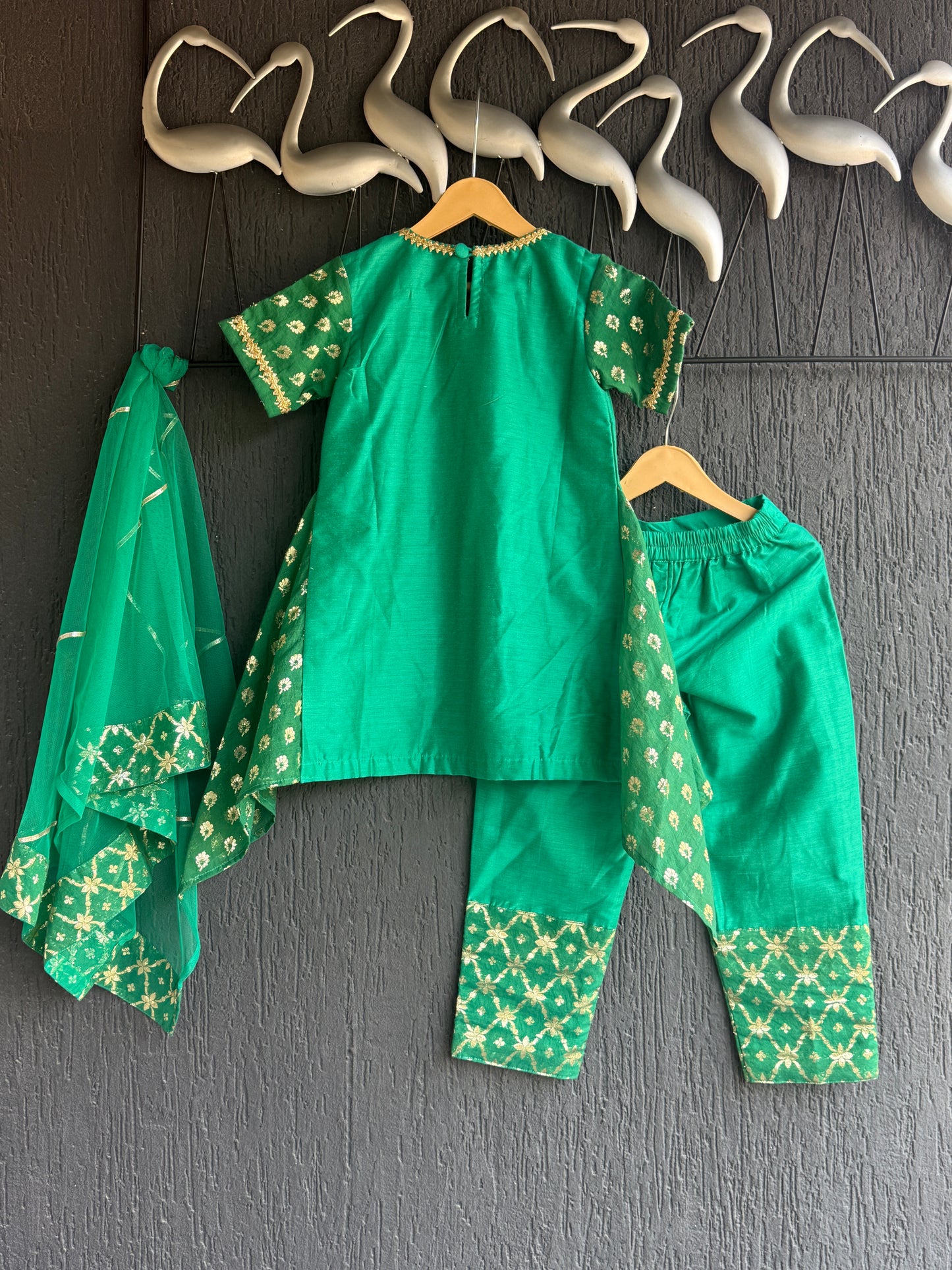 Green Chanderi Kurta Trouser with Dupatta
