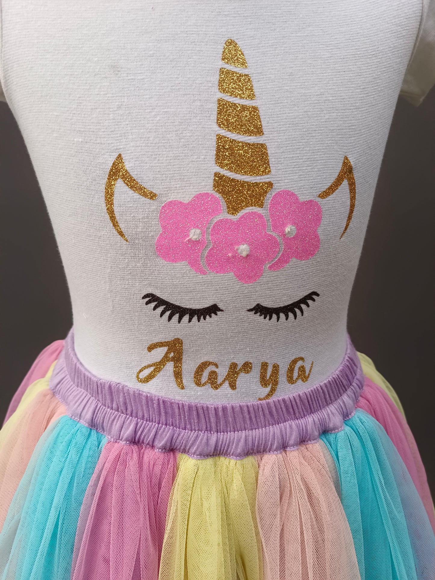 Unicorn Romper and Tutuskirt(name Customised)