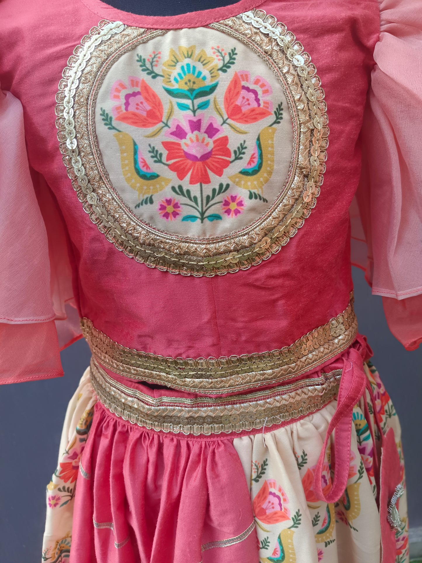 Coral Big Boota blouse Lehnga set