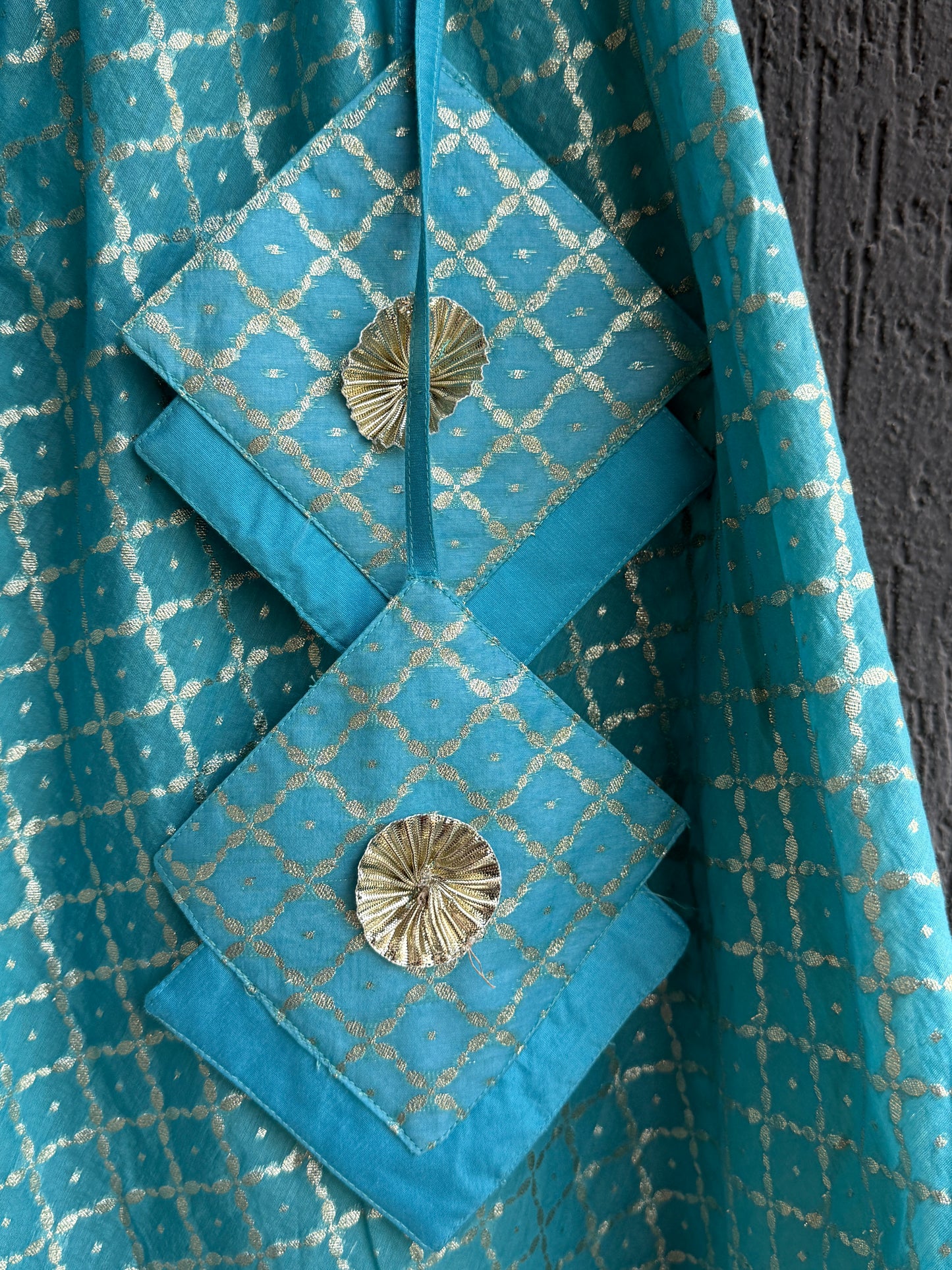 Blue silk and chanderi Garara set