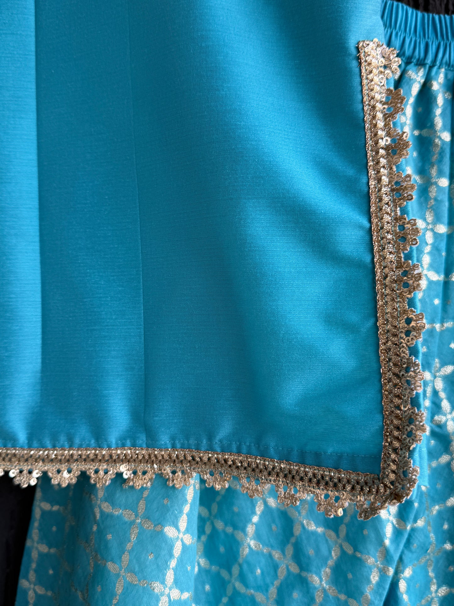 Blue silk and chanderi Garara set