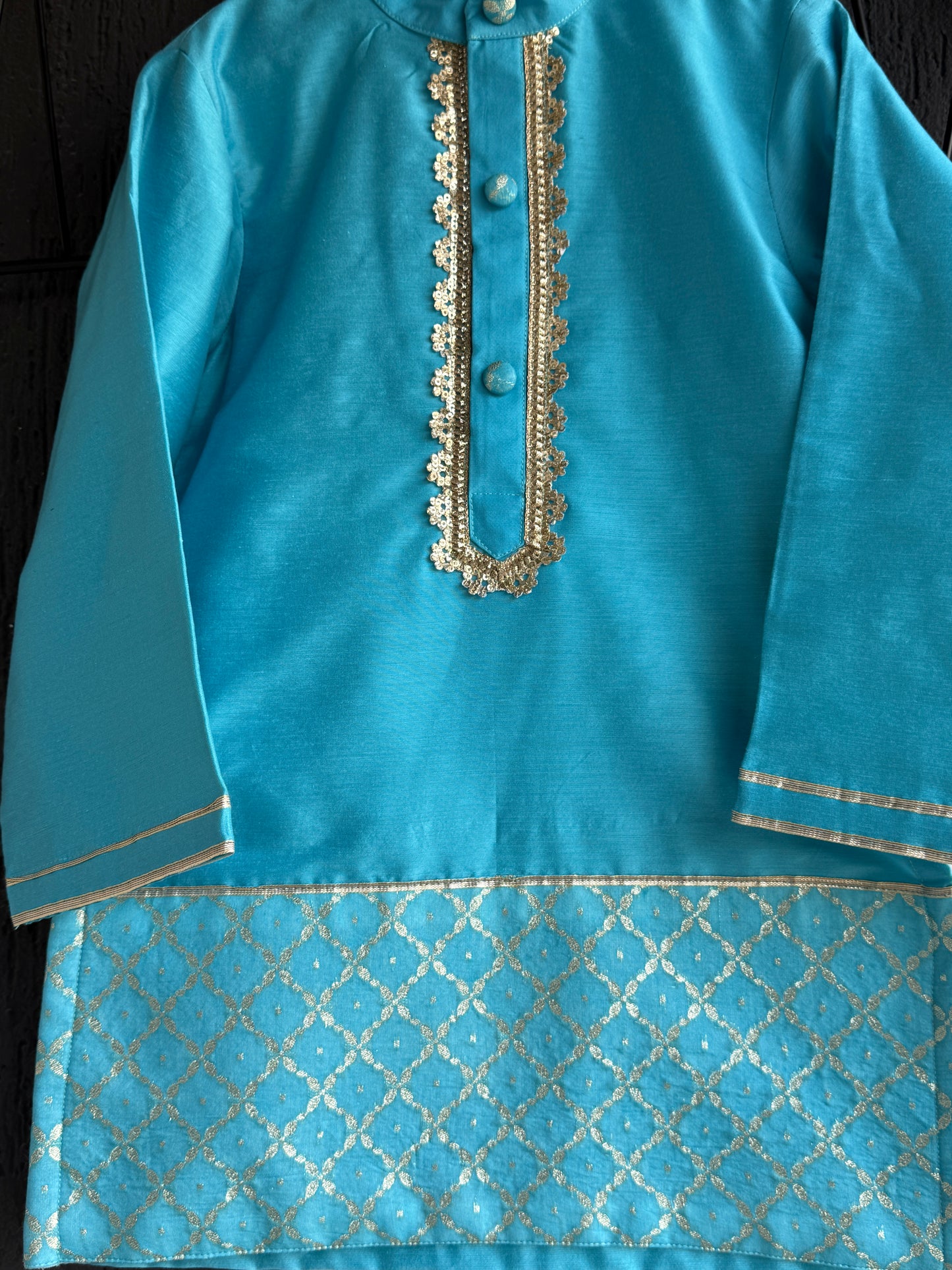Blue silk kurta payjama set