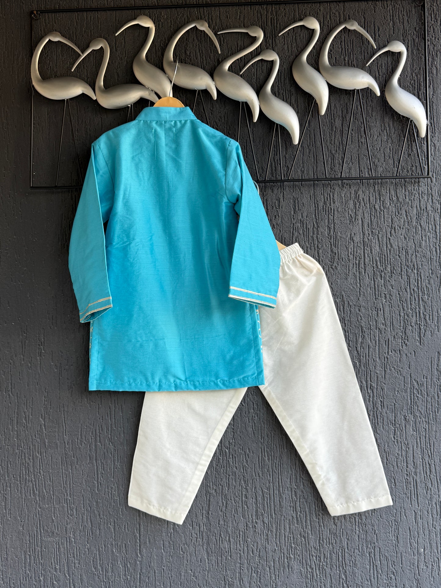 Blue silk kurta payjama set