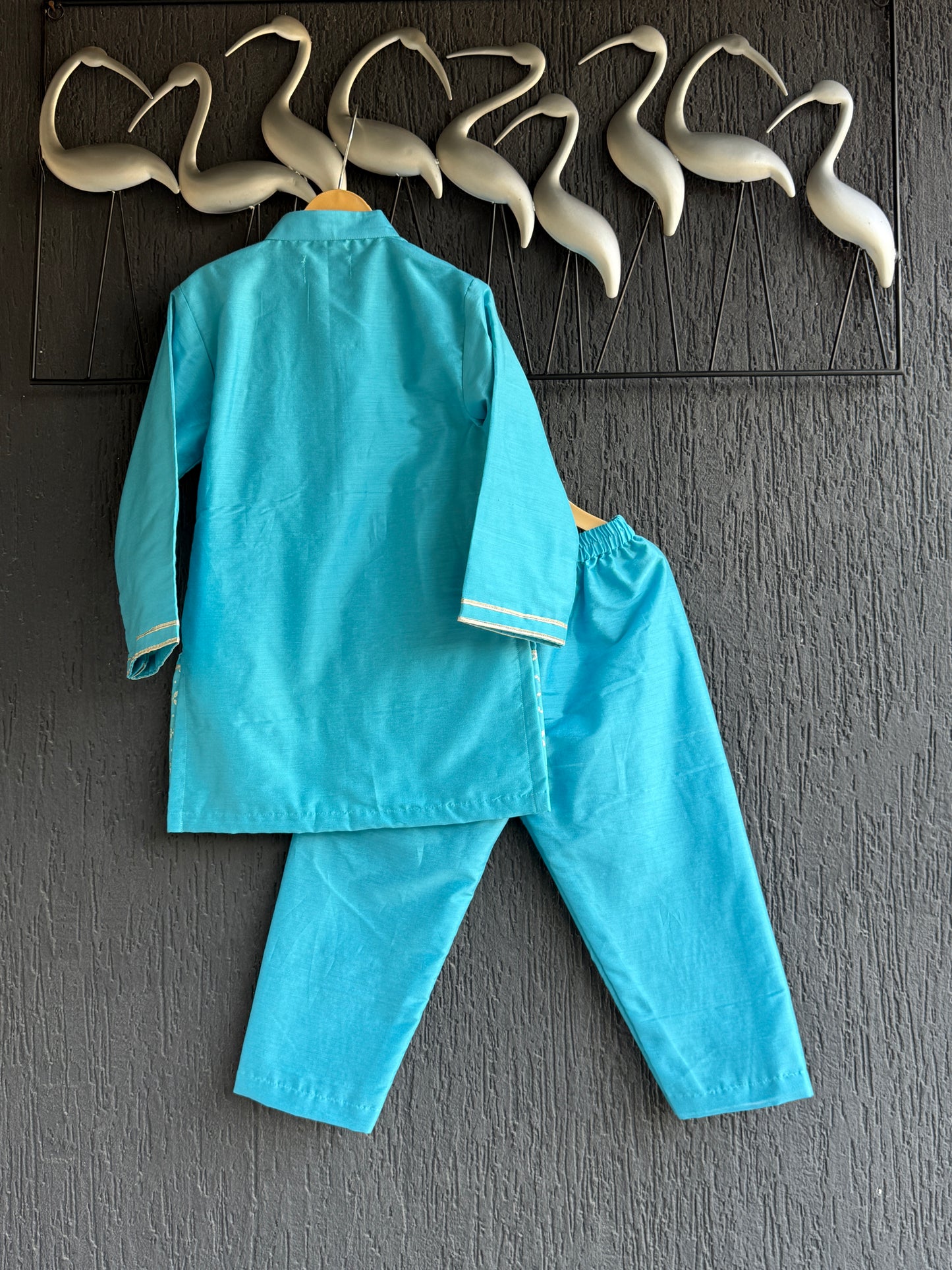 Blue silk kurta payjama set