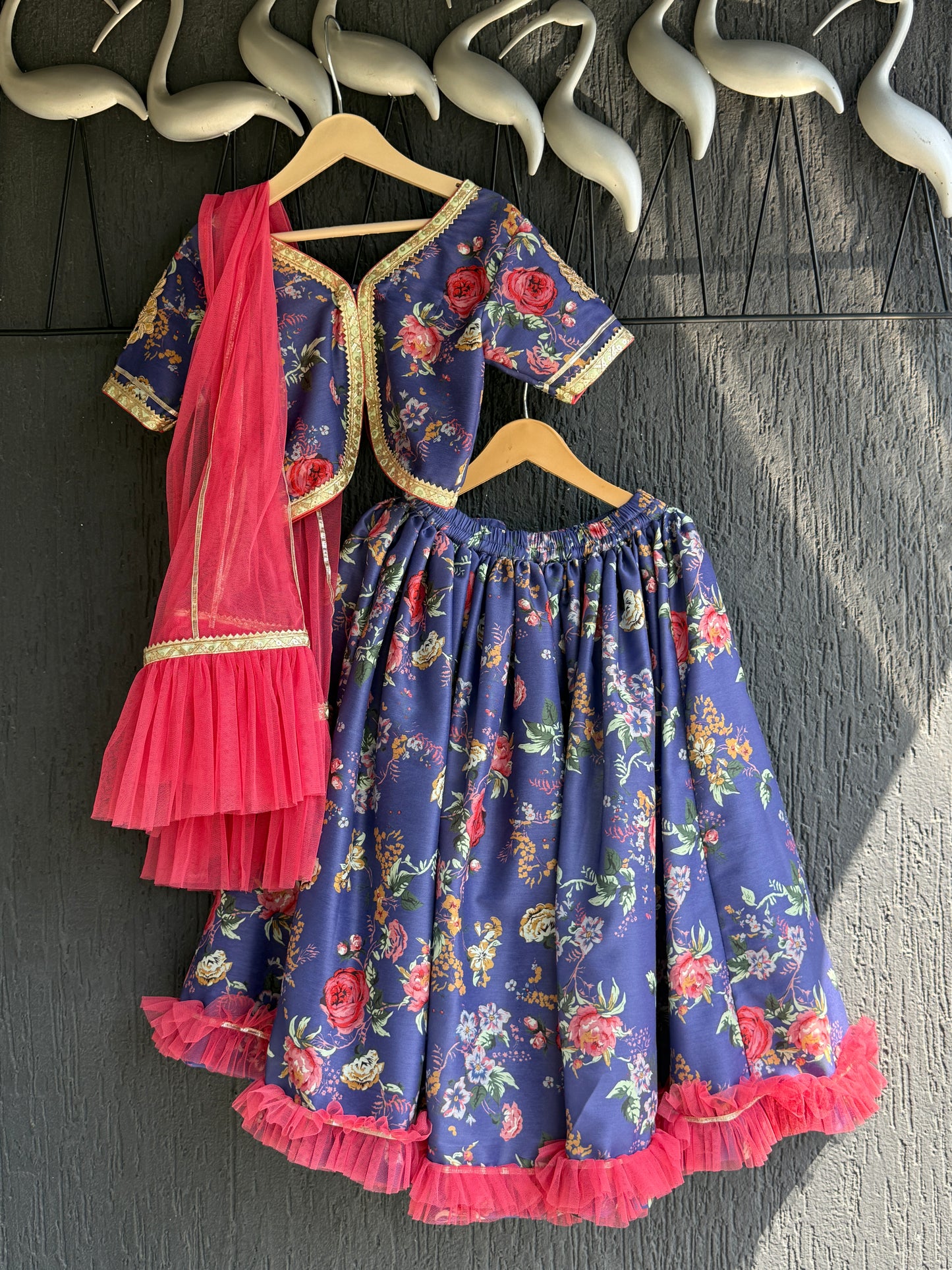 Purple Floral Printed Lehenga Set