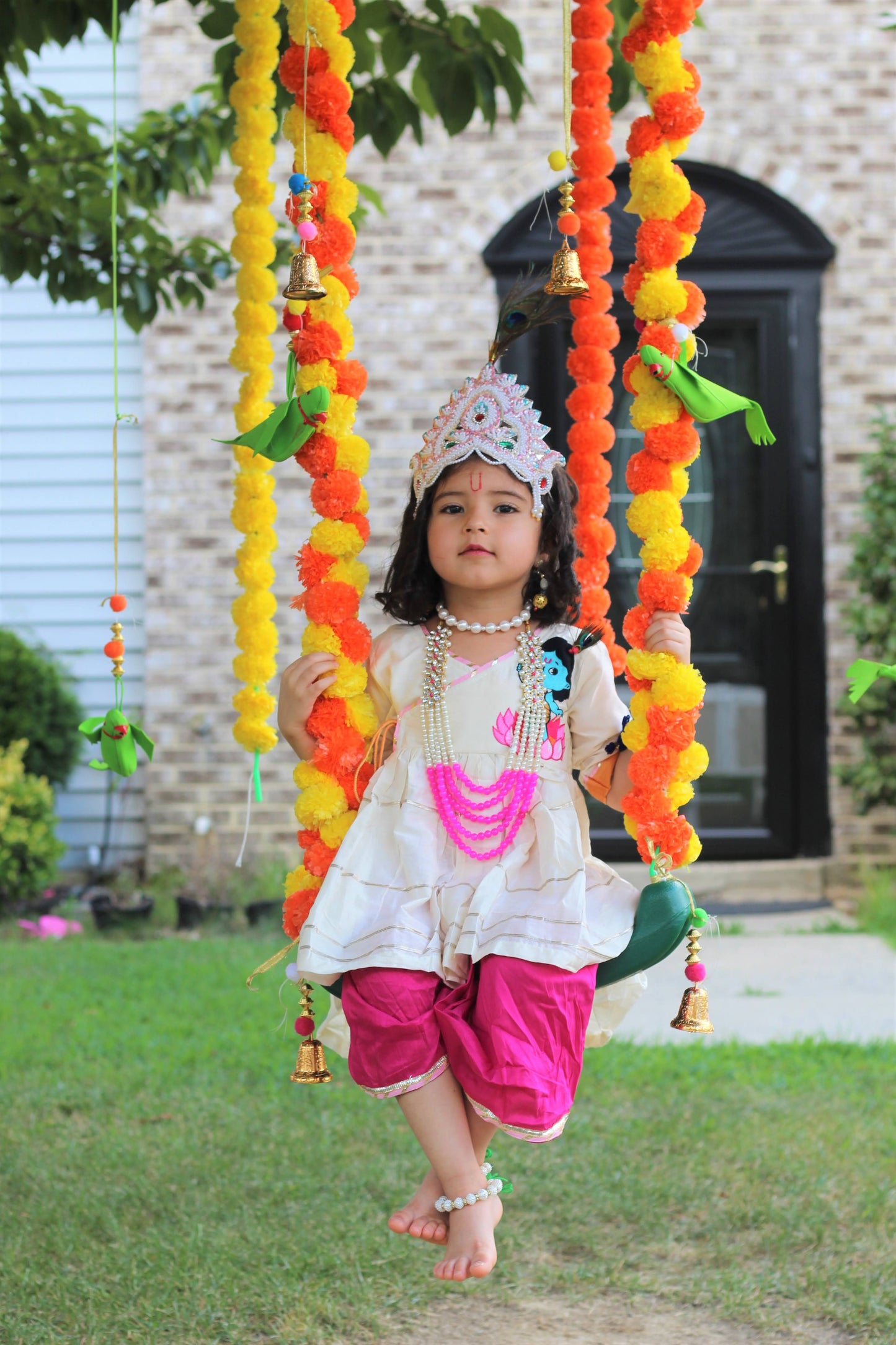 Krishna embroidered Kurta Dhoti