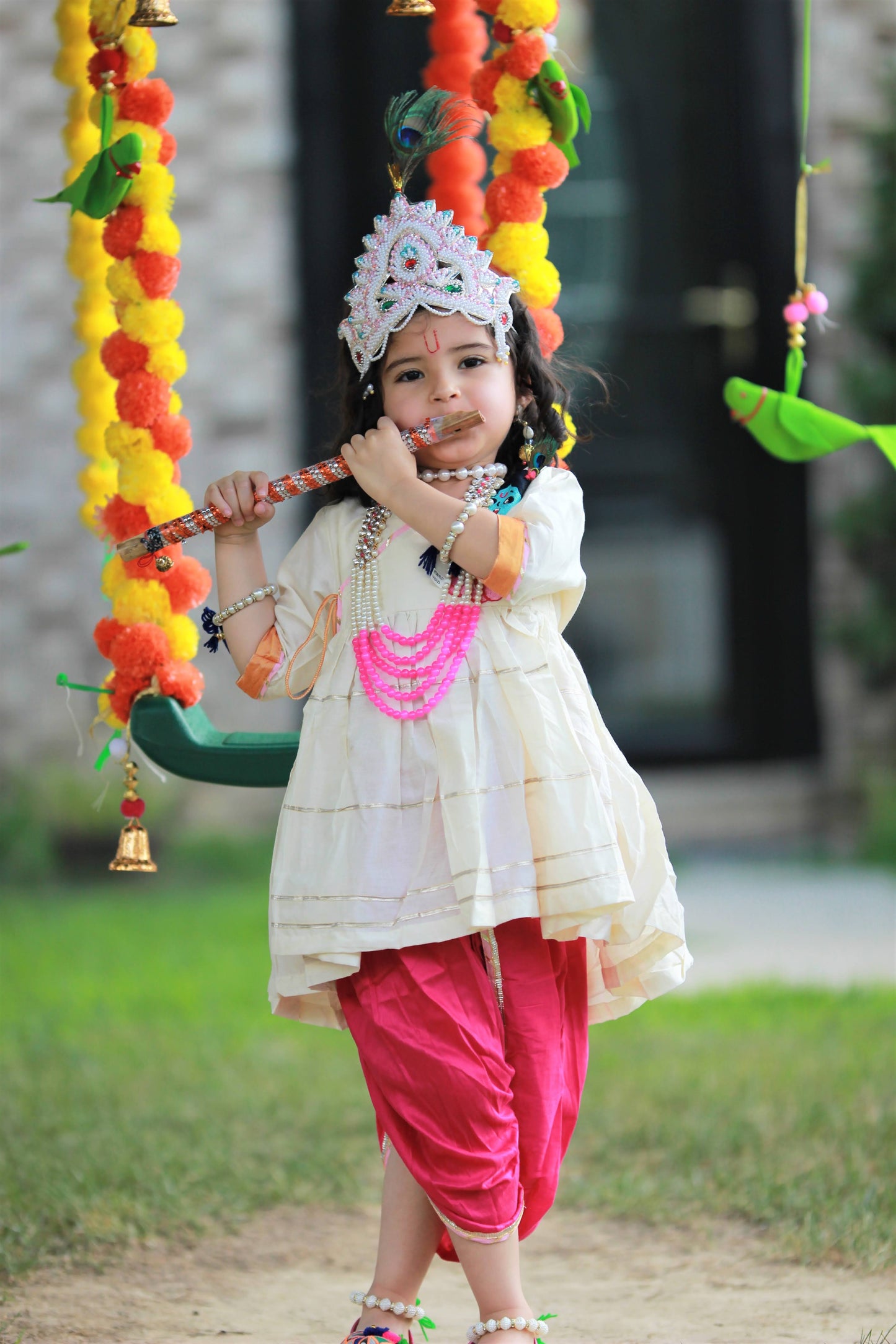 Krishna embroidered Kurta Dhoti