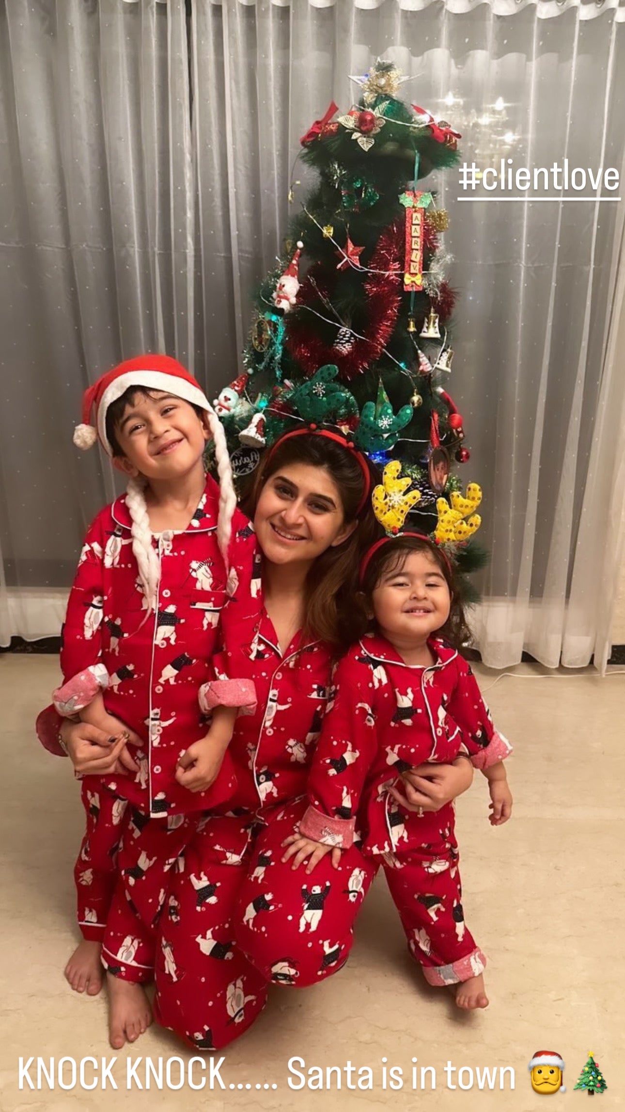 Red Christmas Flannel polar bear nightwear