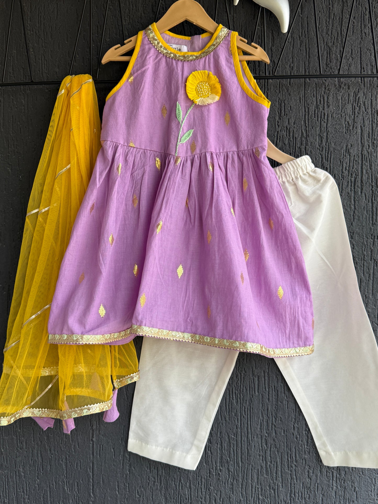 Purple anchor thread kurta set