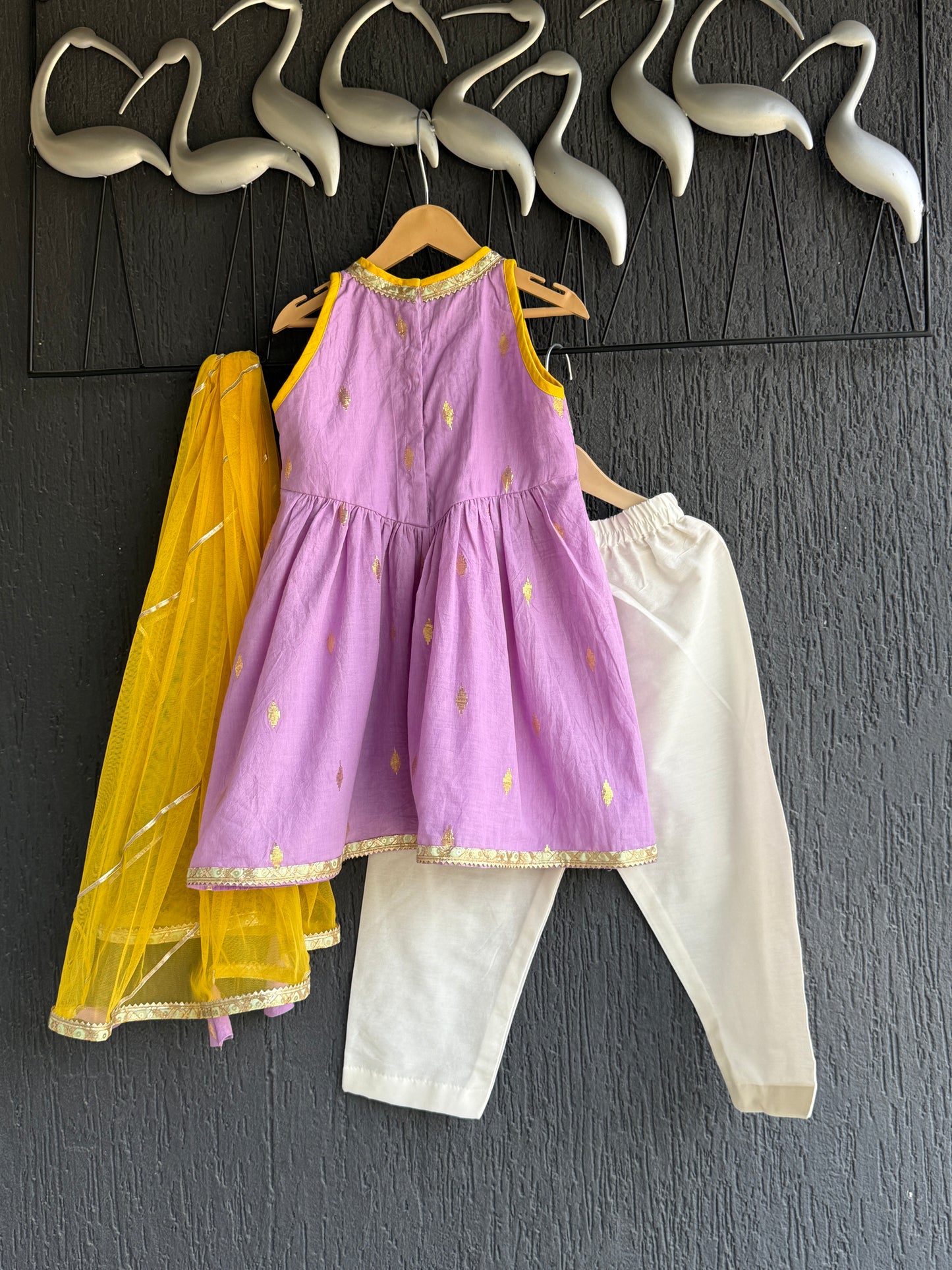 Purple anchor thread kurta set