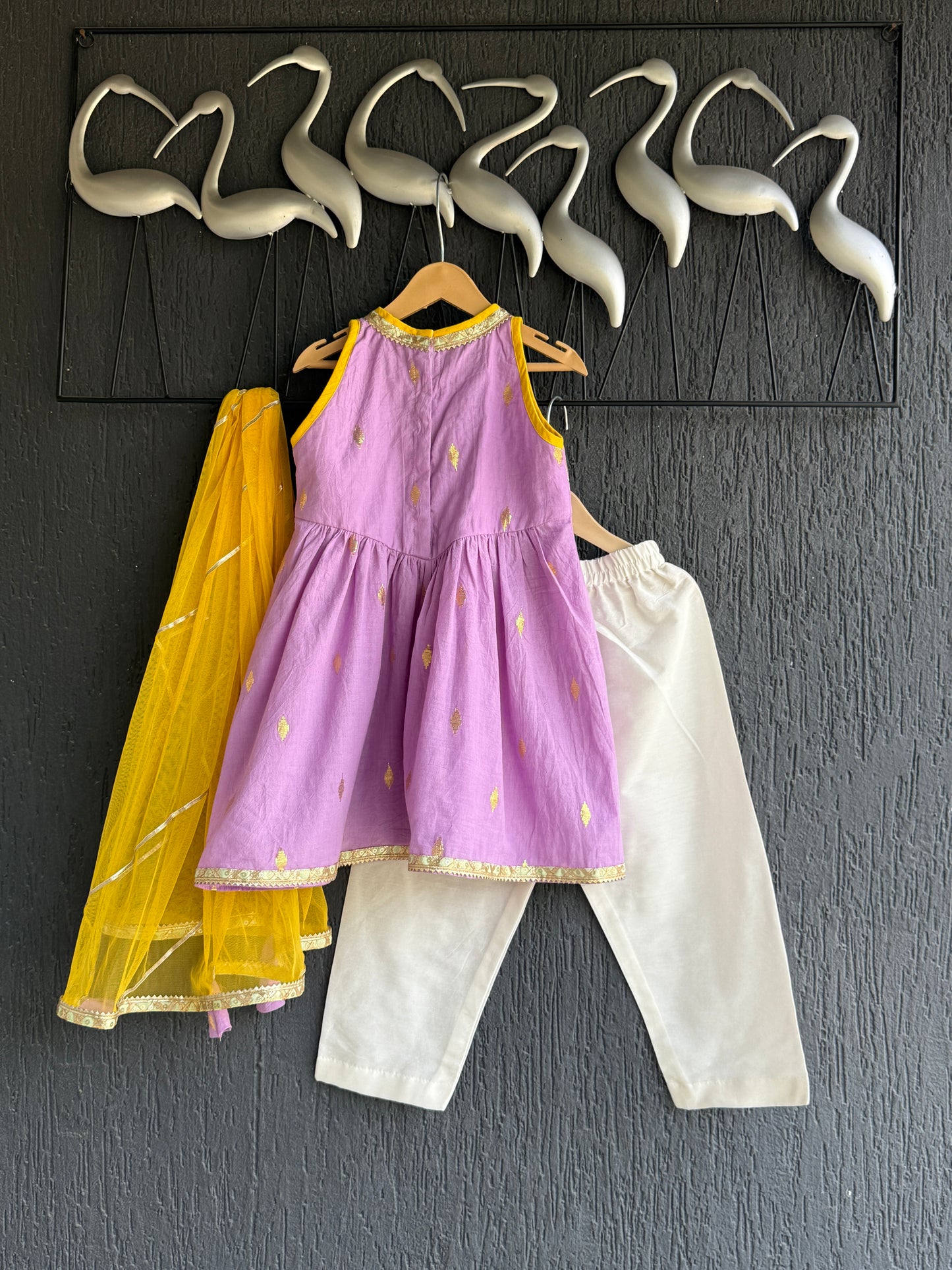 Purple anchor thread kurta set