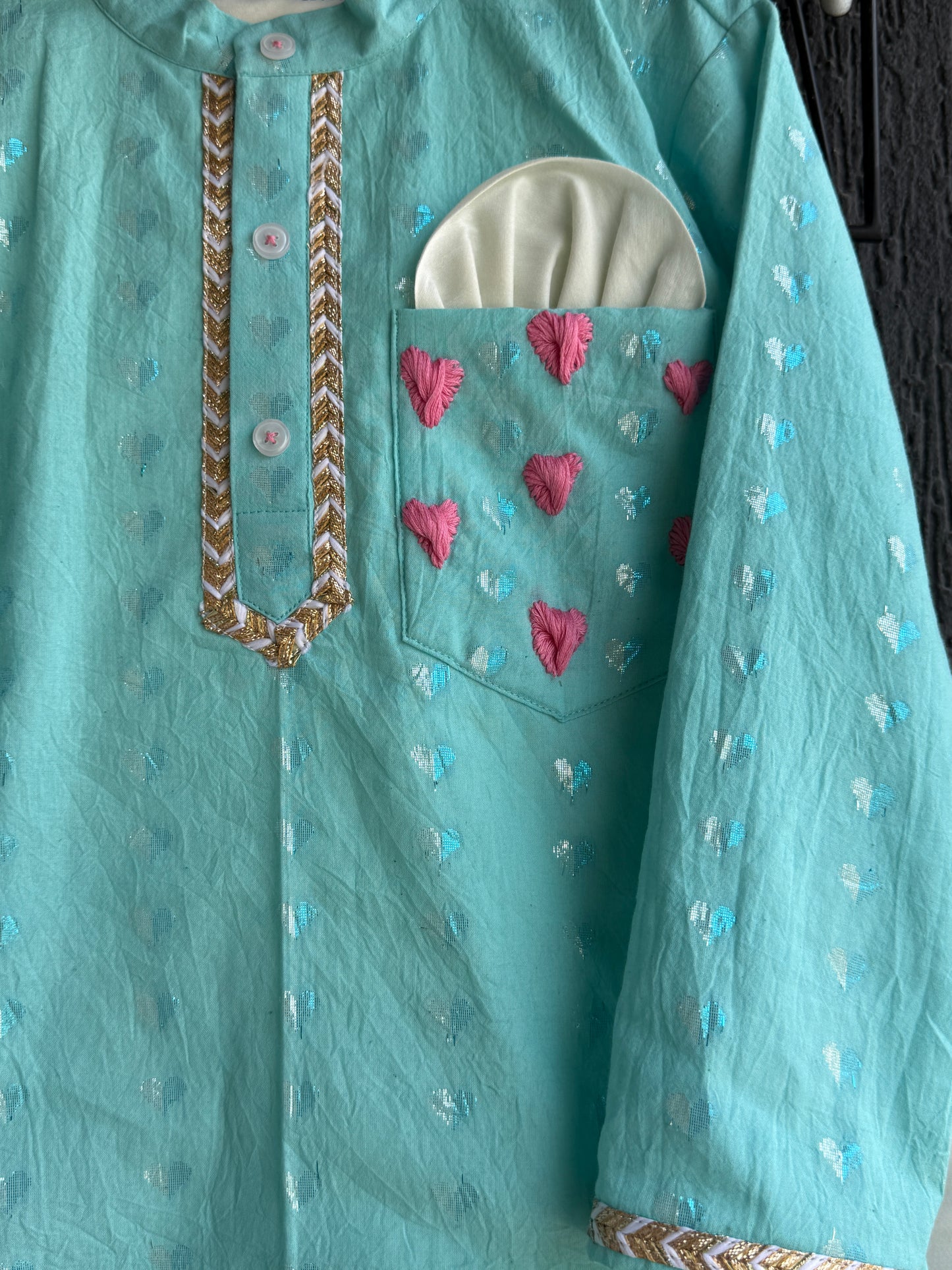 Anchor thread sky blue kurta set