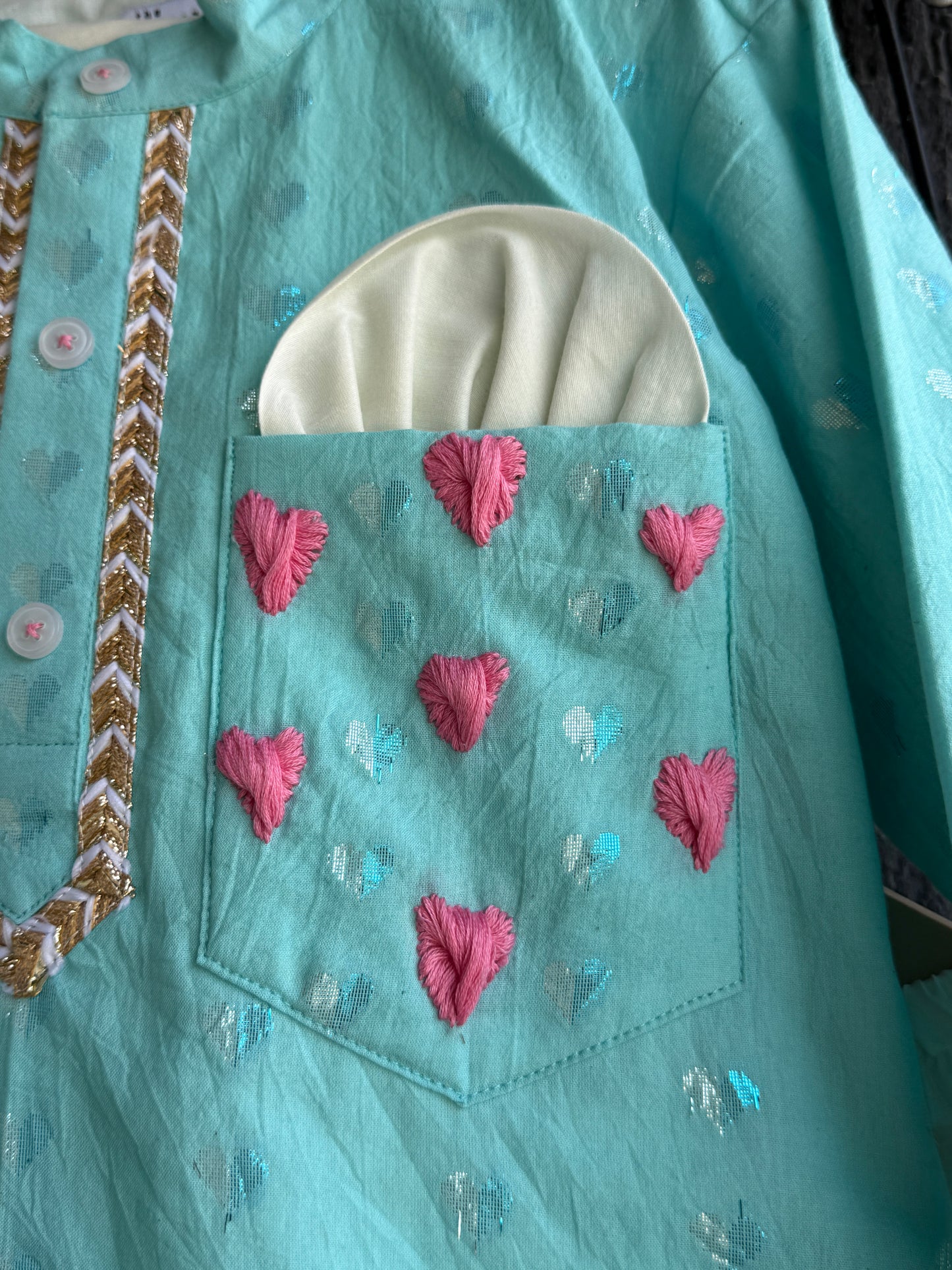 Anchor thread sky blue kurta set