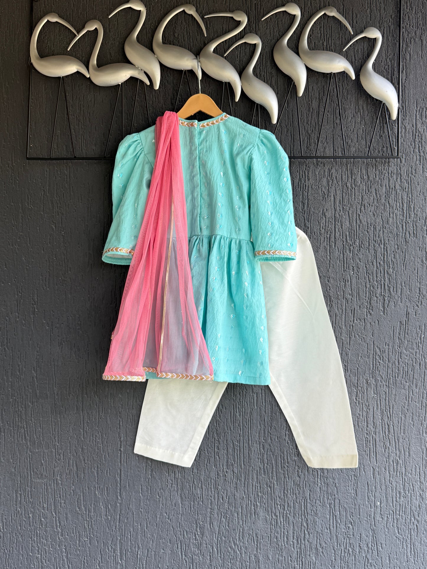 Blue anchor thread kurta set