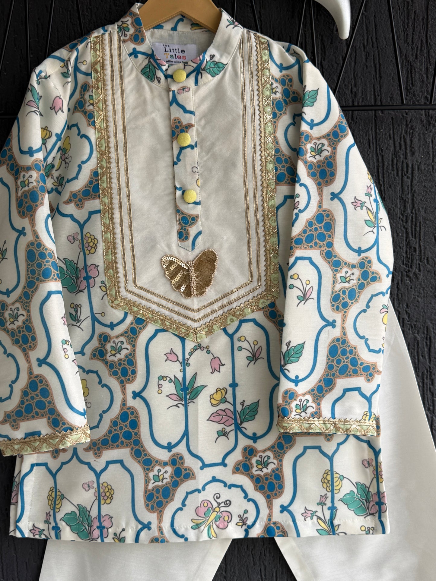 Butterfly print kurta set