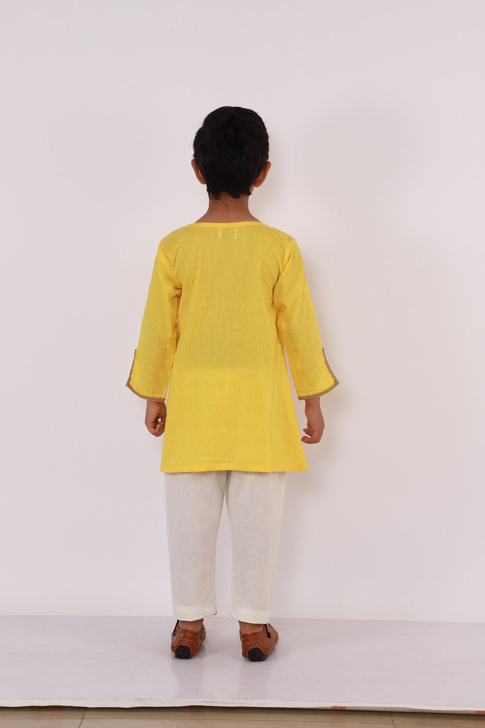 Colorful Yellow Holi Bucket Embroidered Kurta Pyjama set