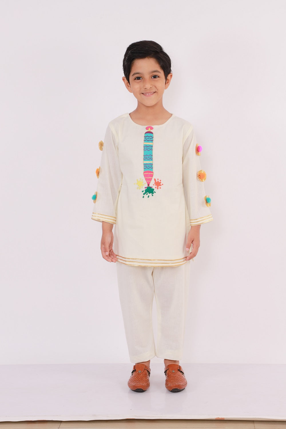 Water Gun Embroidered Kurta Pyjama set