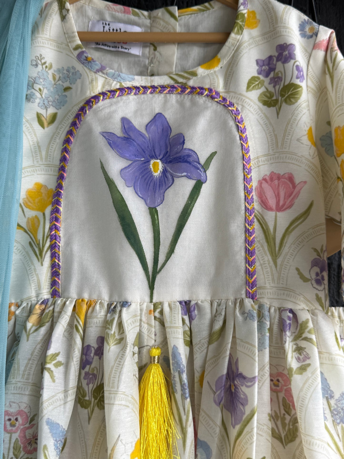 off white floral hand paint print kurta set