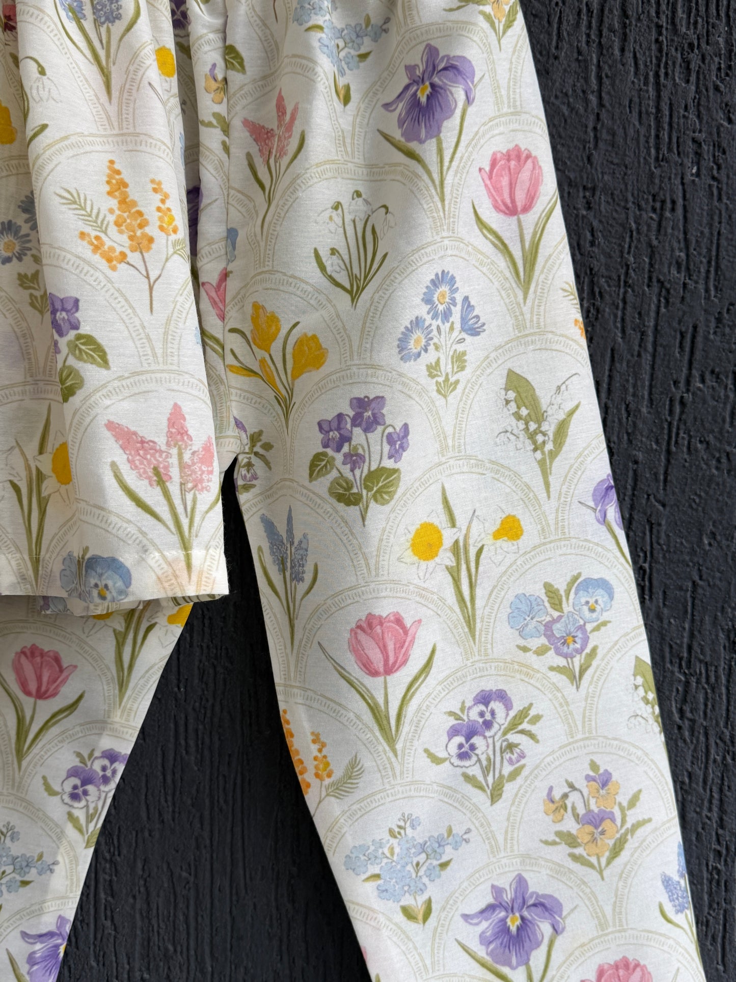 off white floral hand paint print kurta set