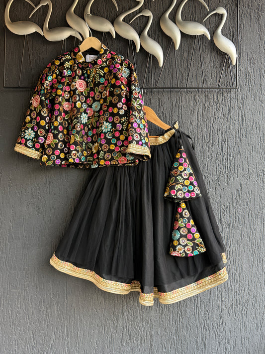 Black embrodiery lehnga set