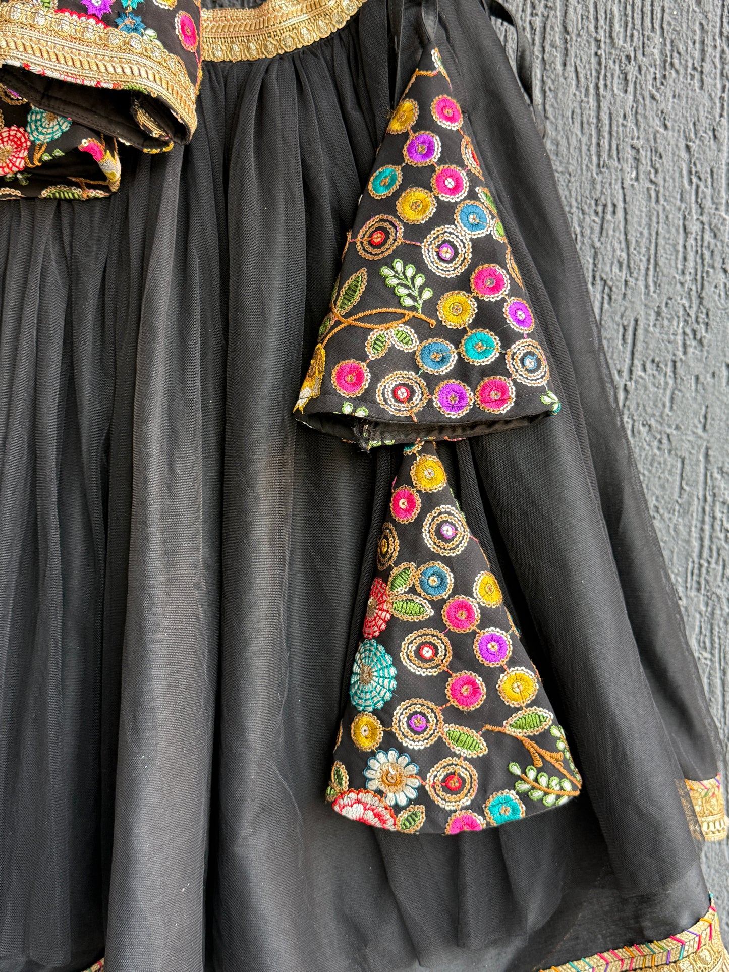 Black embrodiery lehnga set