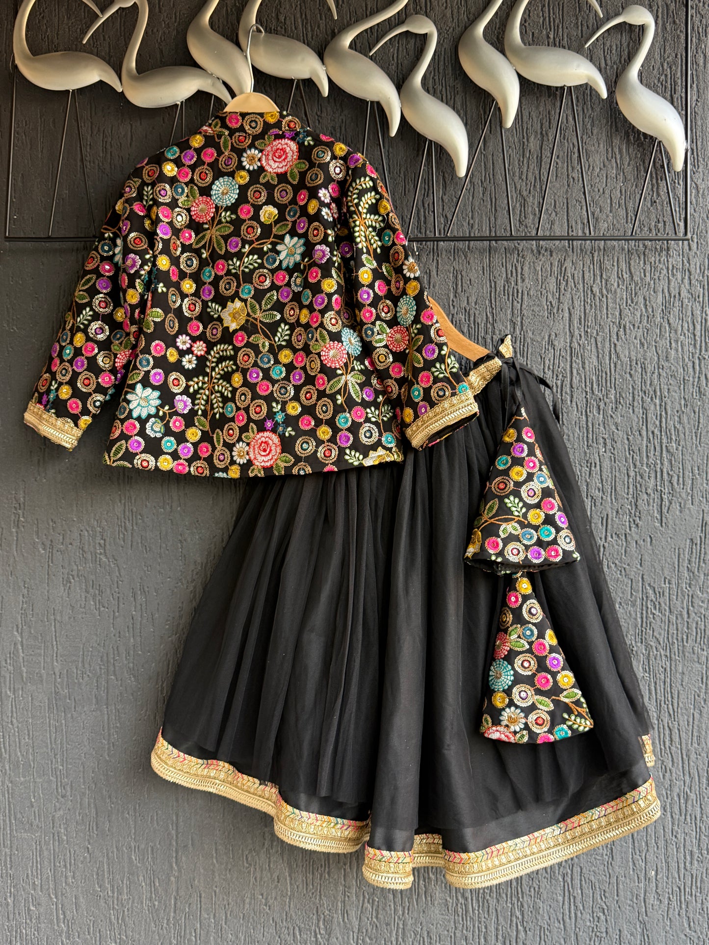 Black embrodiery lehnga set