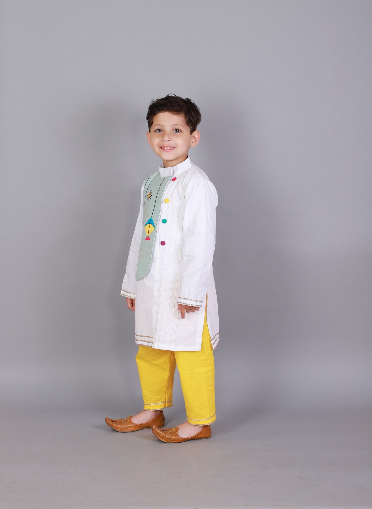 Kite embroidered White Blue Kurta Pyjama set