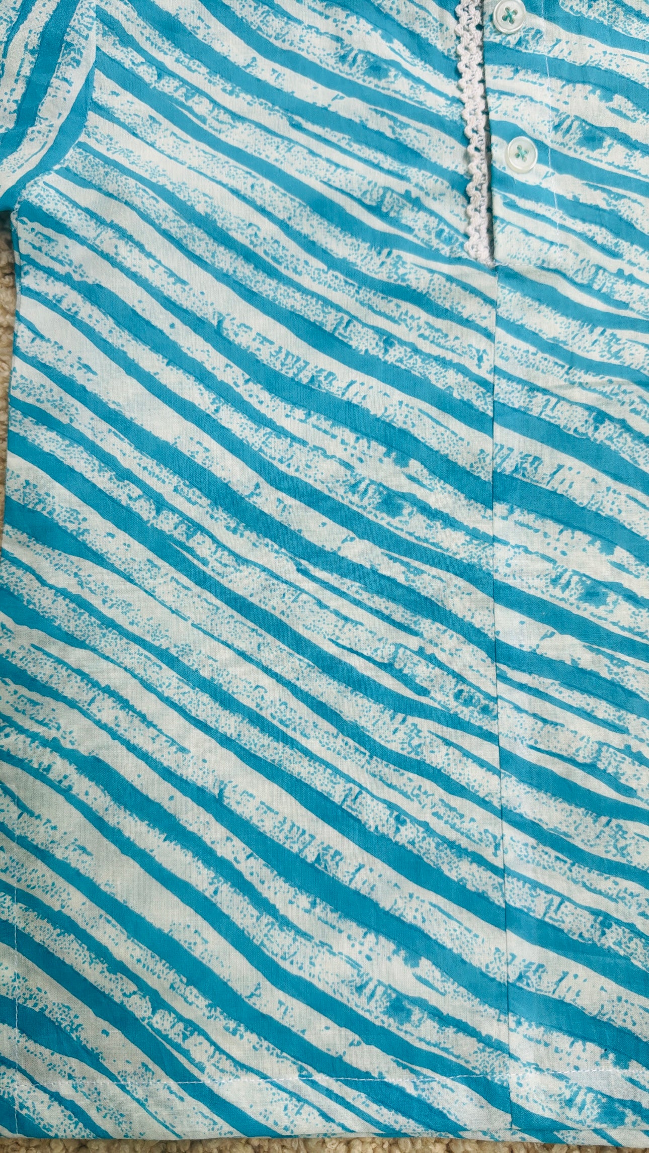 Blue stripes print unisex top with shorts