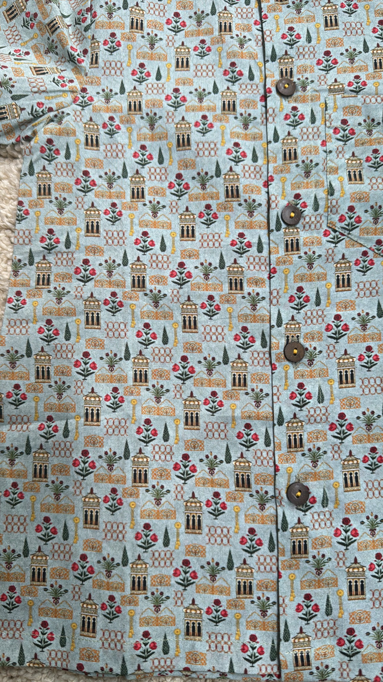 Green Mughal print unisex summer shirt shorts