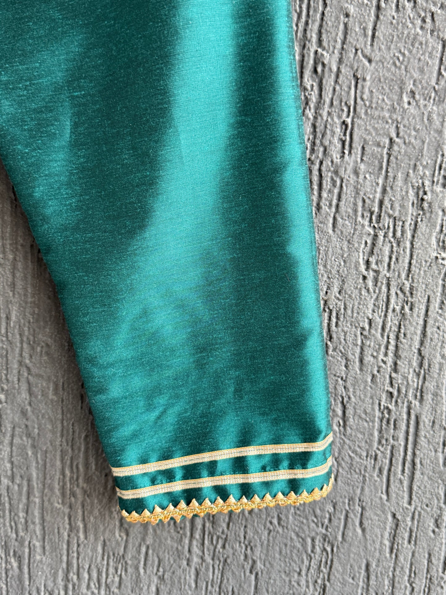 Golden dark green cow print Angrakha dhoti set