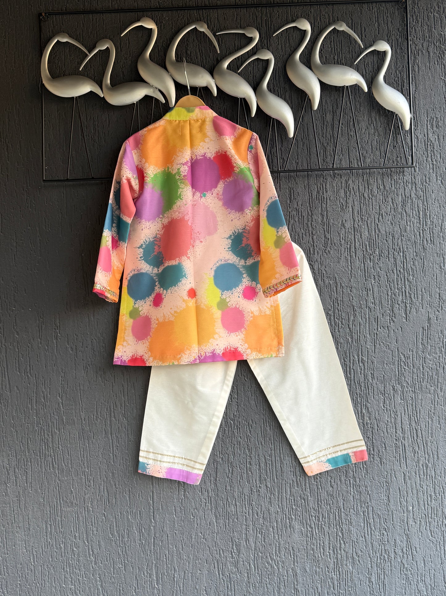 Multicolor splash printed kurta set