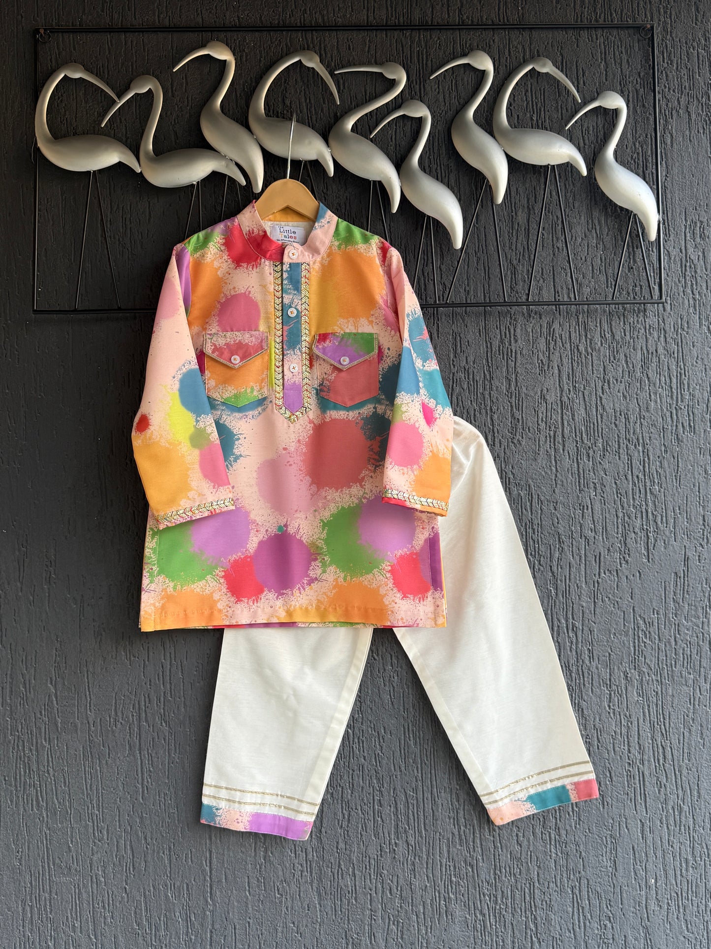 Multicolor splash printed kurta set
