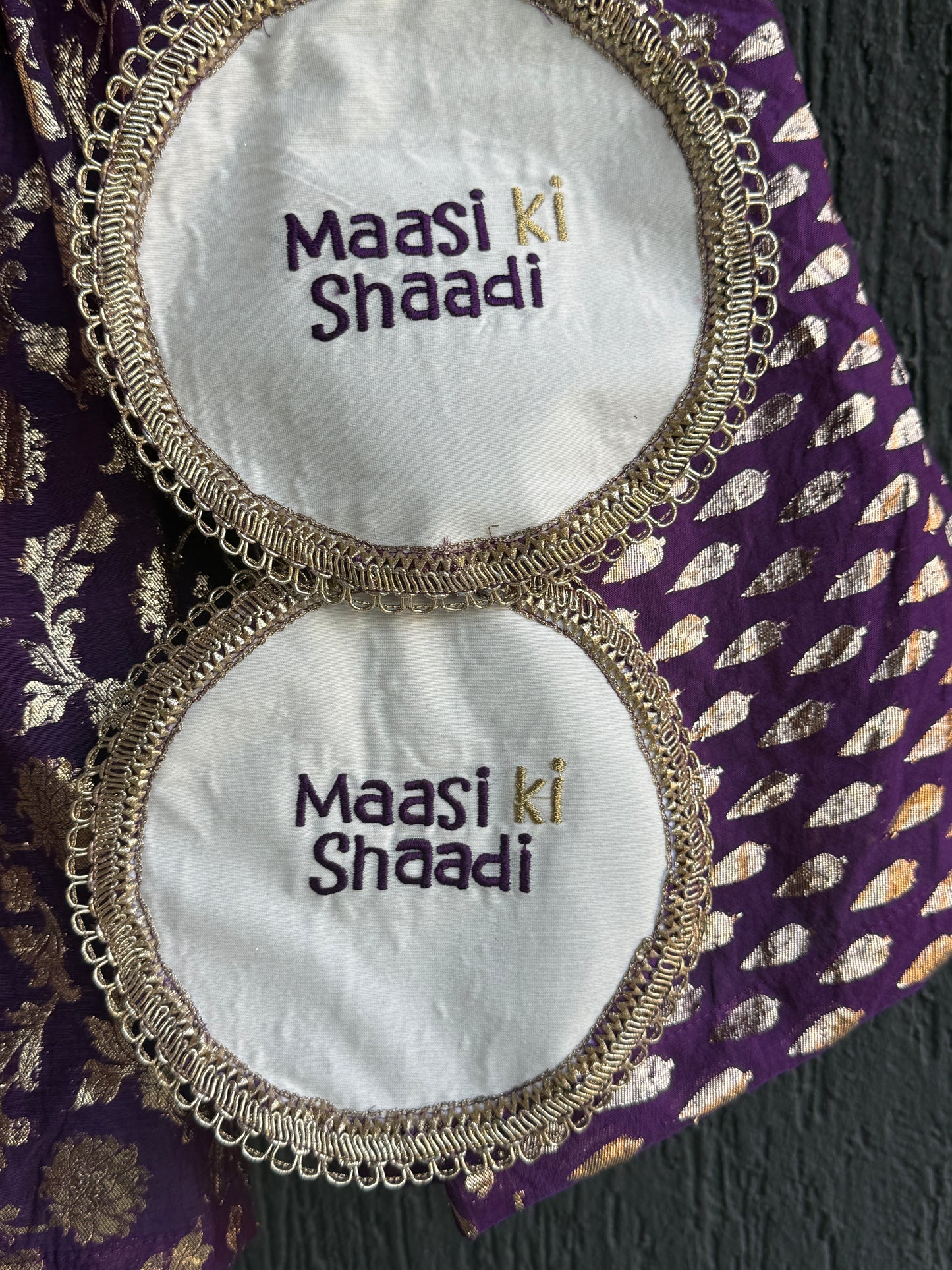Purple Chanderi attached dupatta lehnga set ( Customised)
