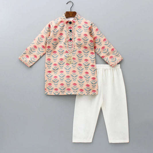 Rose printed kurta pyjama set (Sale)