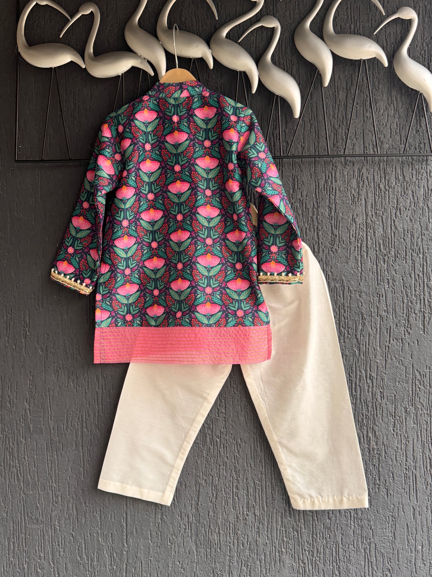 Midnight blue floral print kurta set