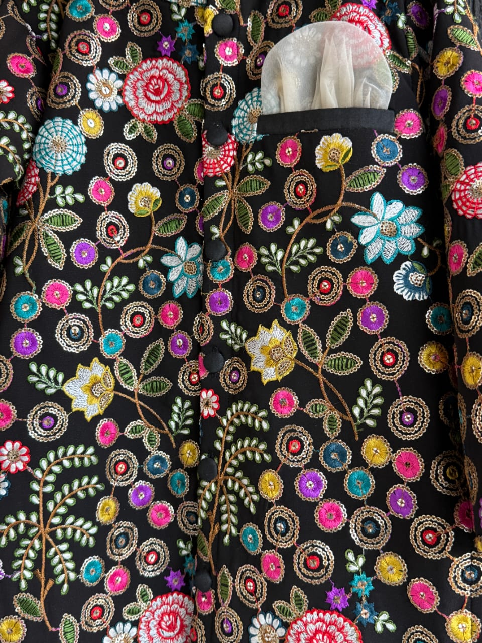 Black embroidery Bandhgala set
