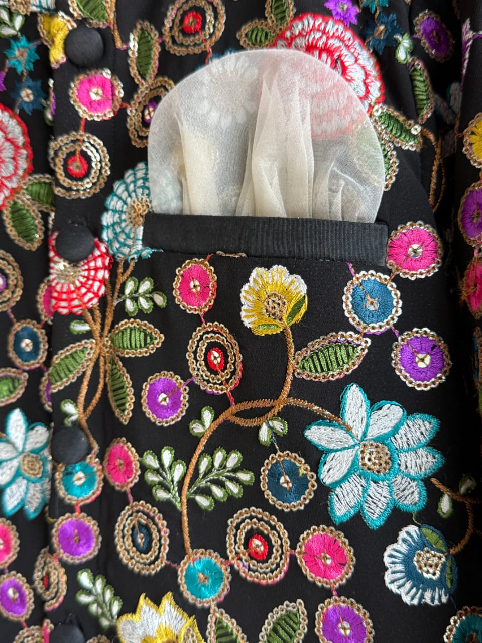 Black embroidery Bandhgala set