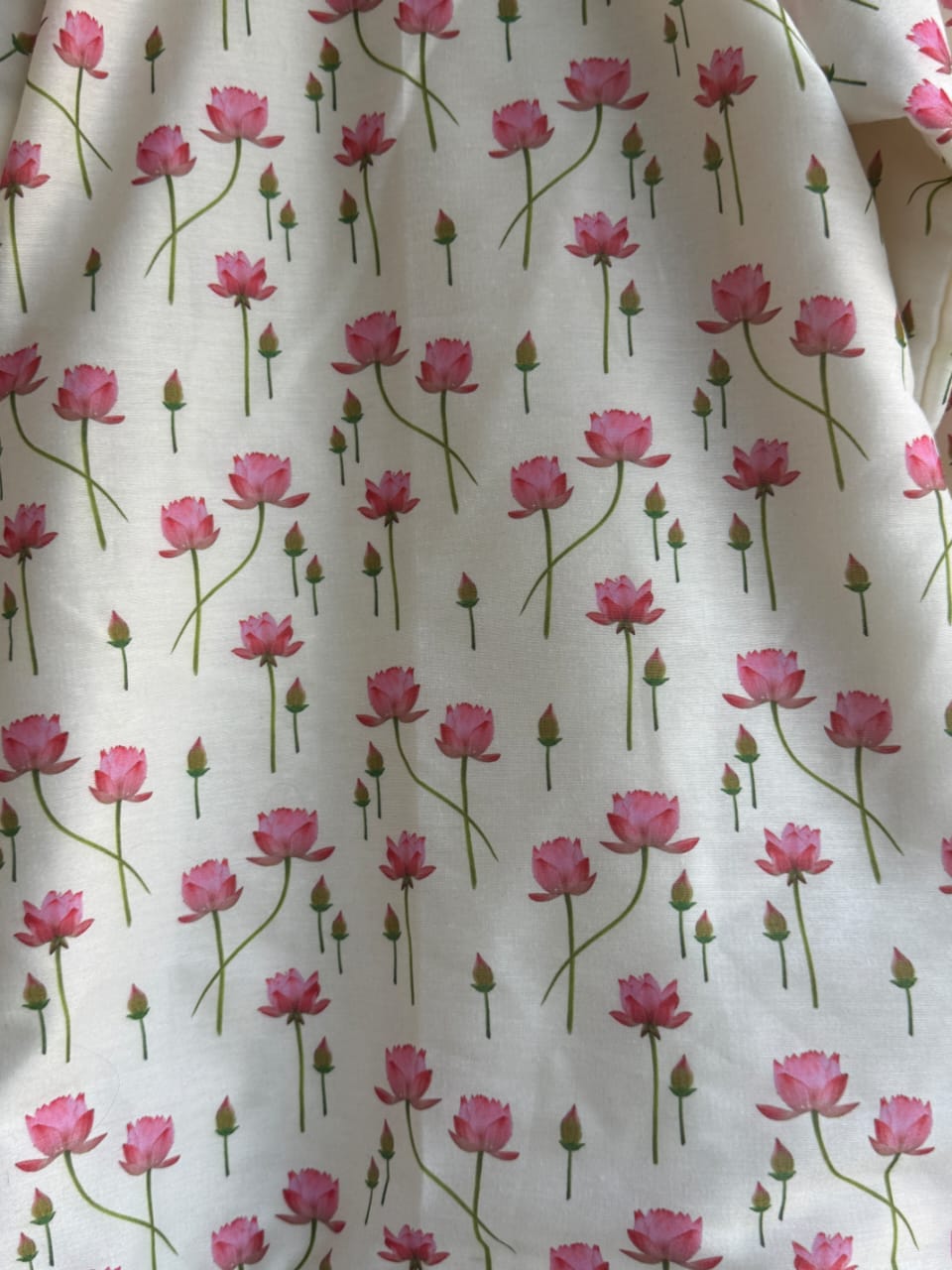 Pink lotus Print Kurta pyjama set (Sale)