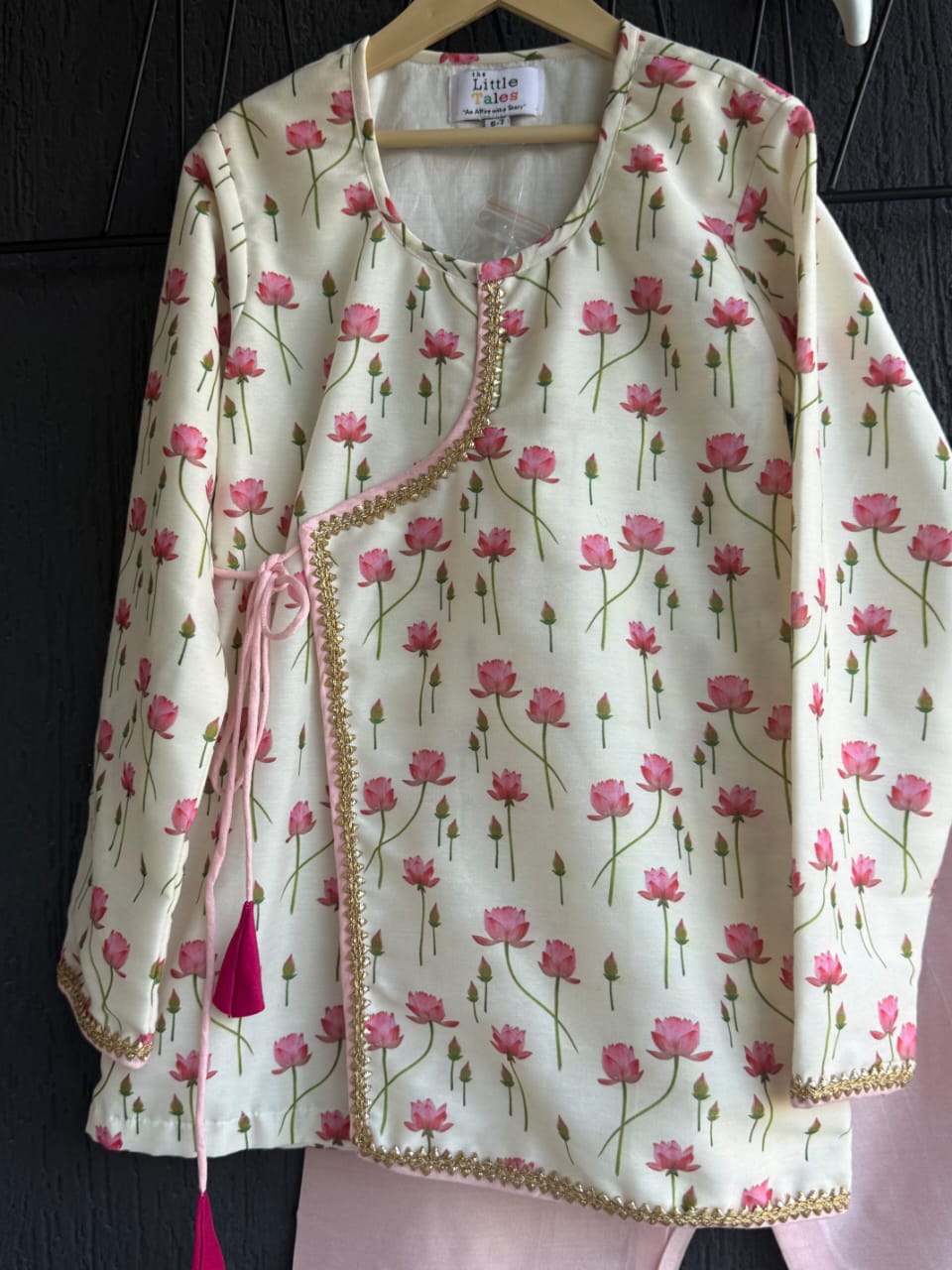 Pink lotus Print Kurta pyjama set (Sale)