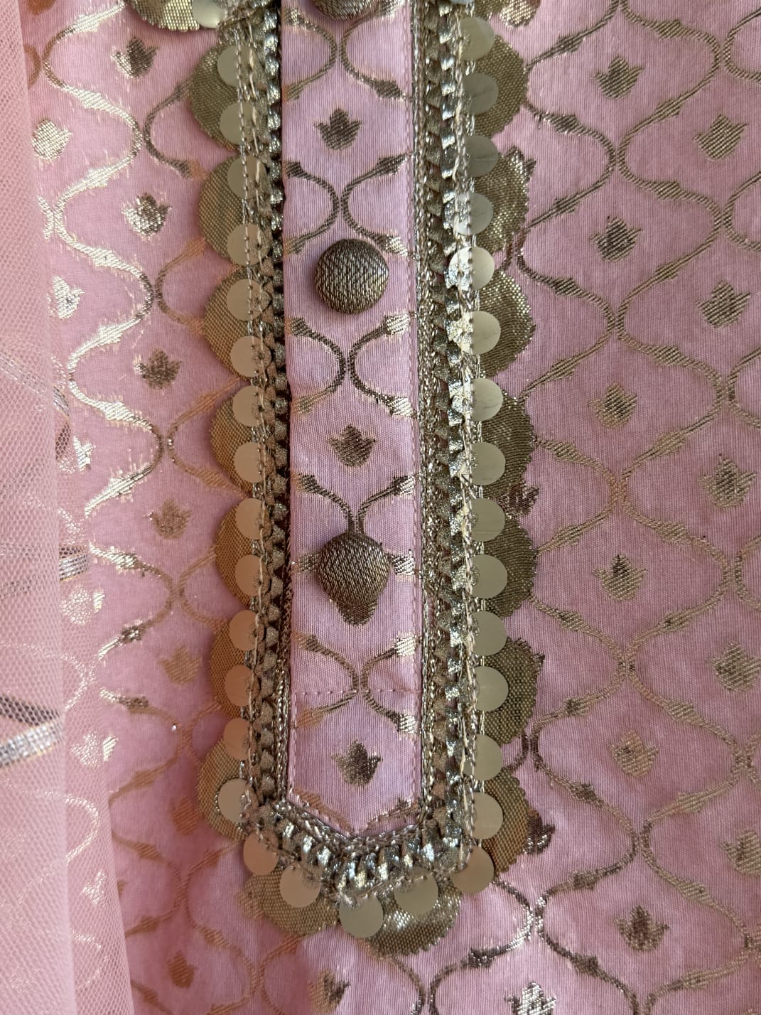 Peach chanderi kurta set