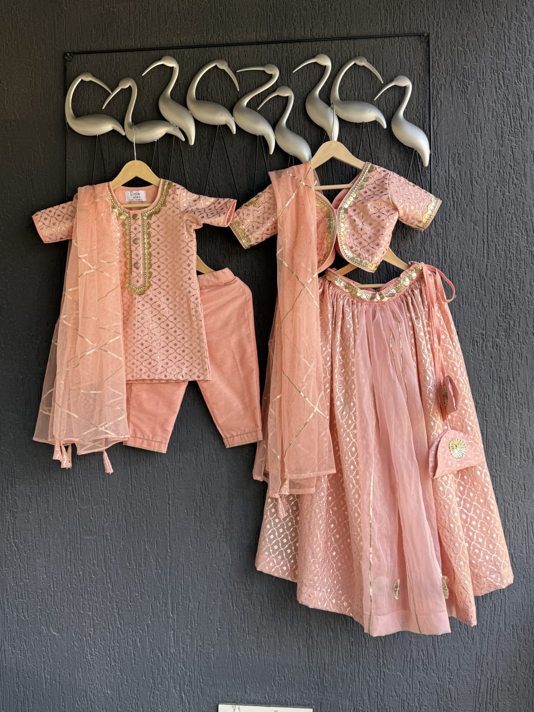 Peach chanderi kurta set