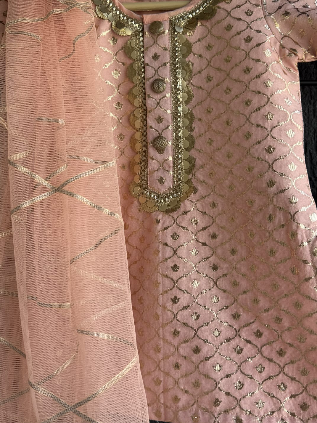 Peach chanderi kurta set