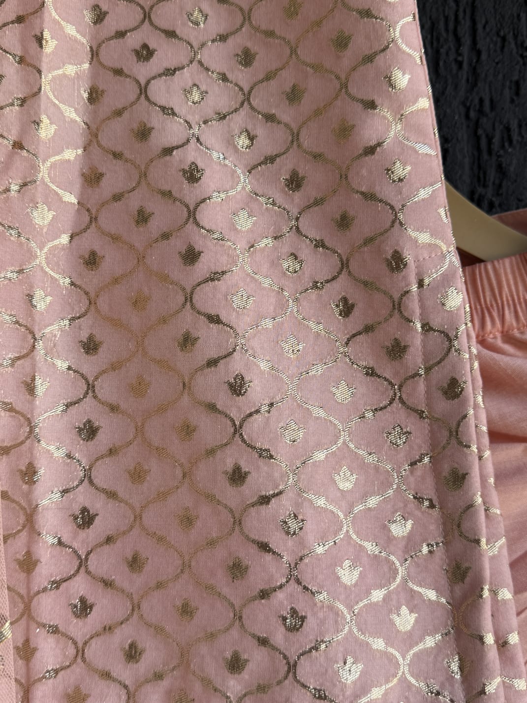 Peach chanderi kurta set