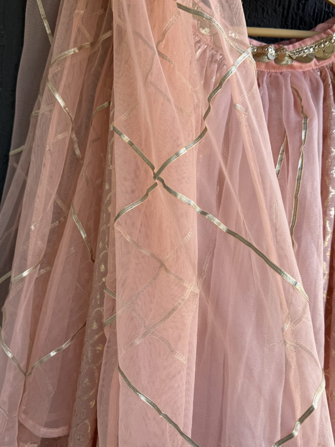 Peach chanderi kurta set