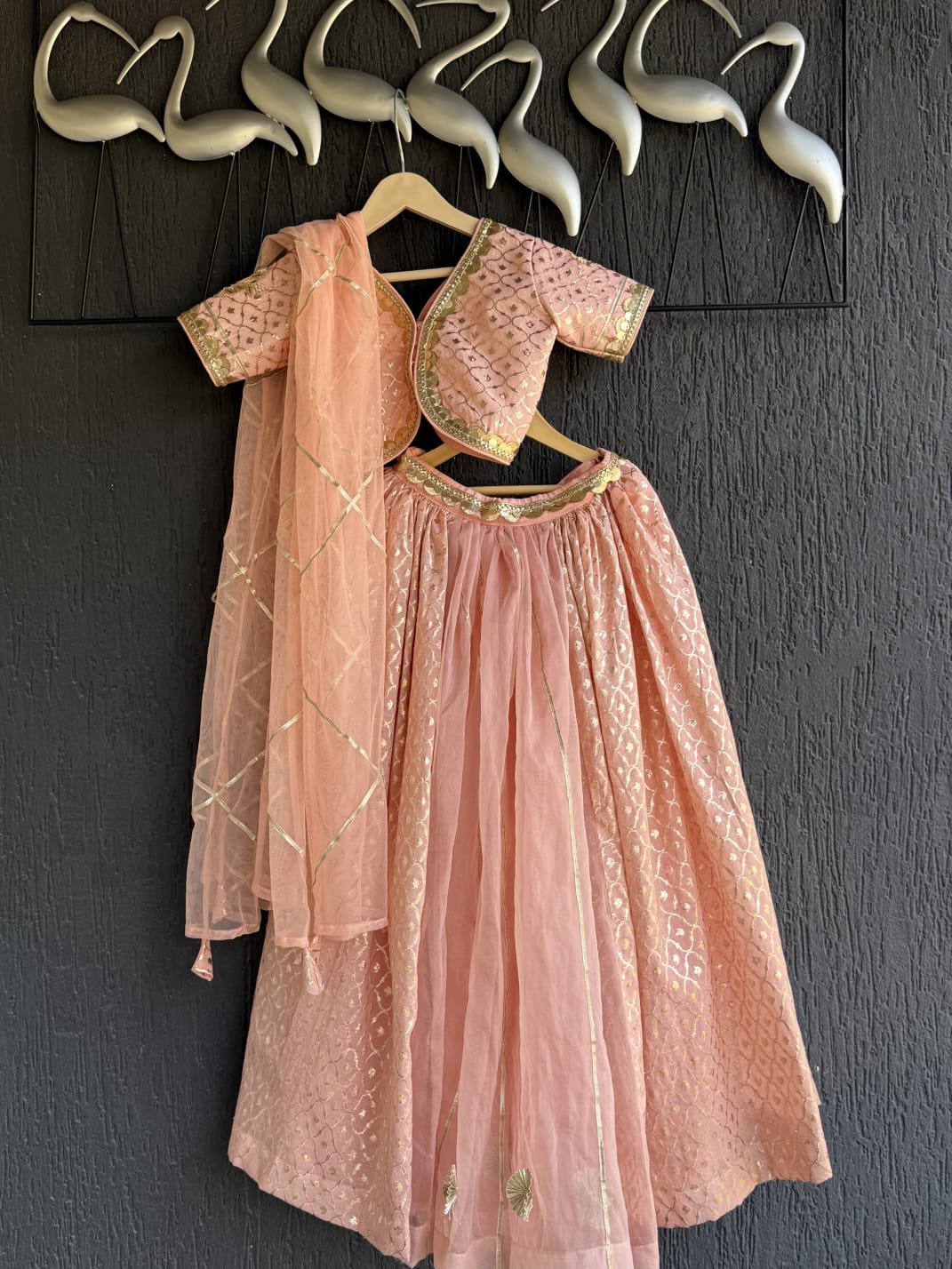 peach organza lehnga set