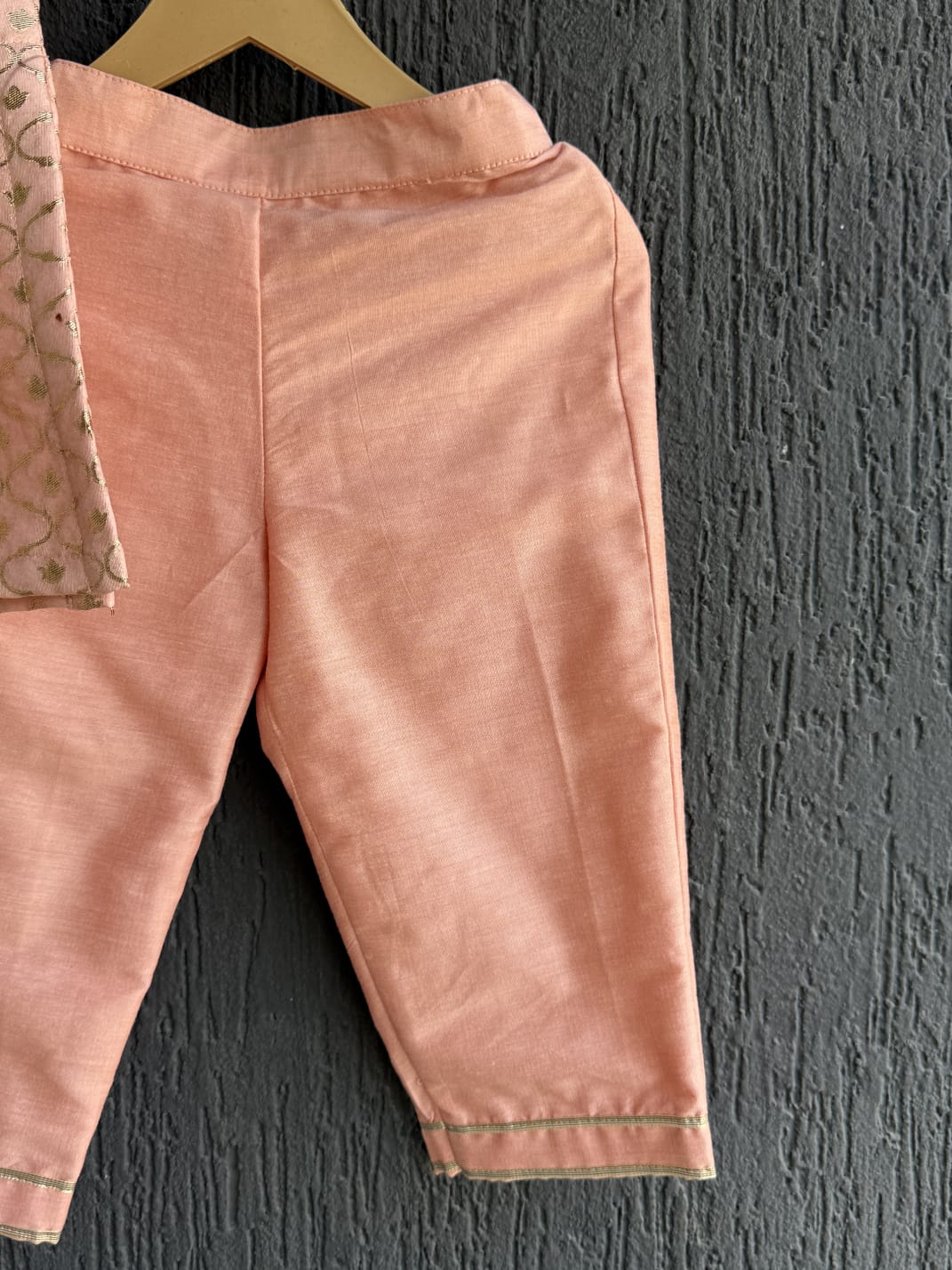 Peach chanderi kurta set