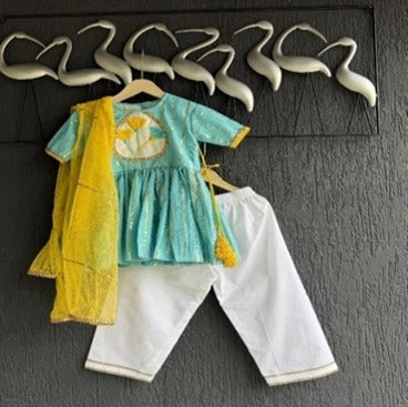 Blue anchor thread kurta set