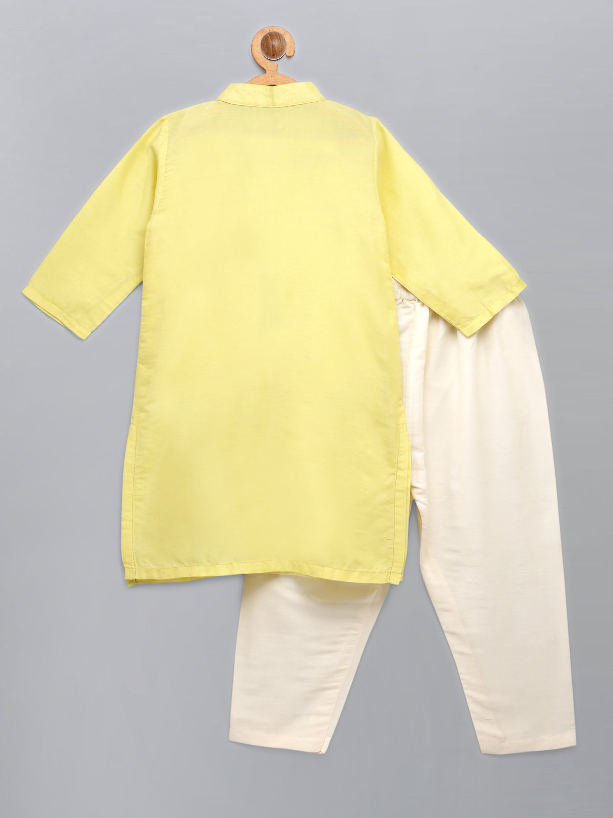 Lime Yellow kurta with Attached Jacket and Pyjama